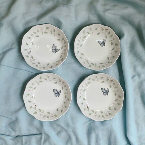 Set of 4 Lenox Butterfly Meadow Pasta / Salad Bowl ~9 inches - Picture 1 of 7